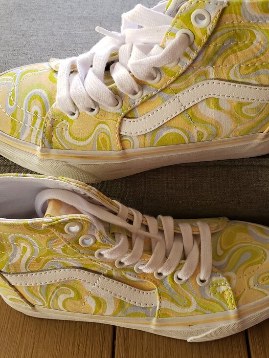 BNWT Vans SK8-HI Tapered 'Yellow Green' swirl (5) KICKS - Picture 3 of 9